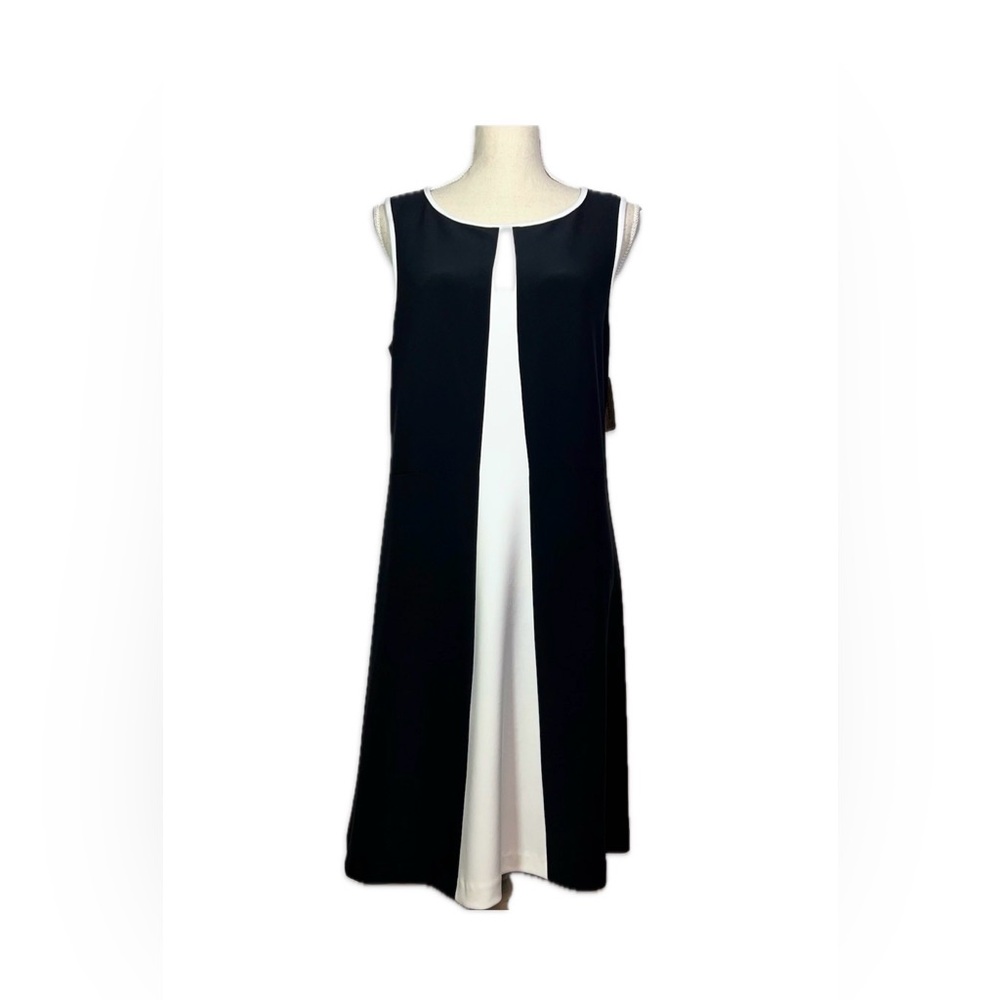 Joseph Ribkoff Nwt Black White A-Line Midi Dress Sleeveless Size 12 Chic